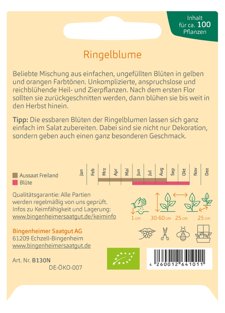 Saatgut Calendula Ringelblume -B-