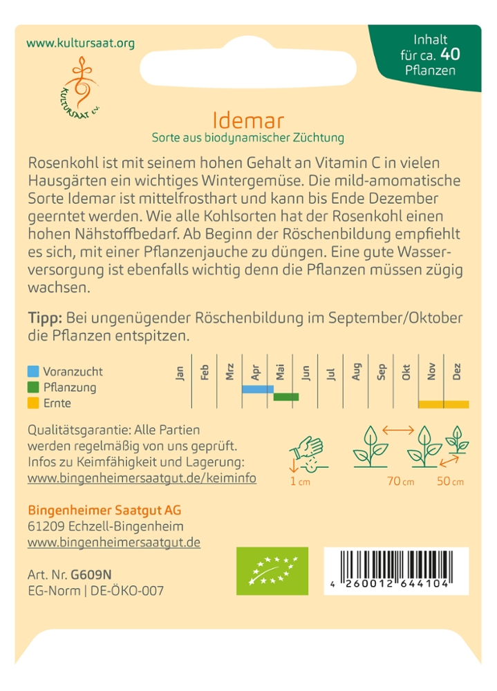 Saatgut Rosenkohl Idemar -B-