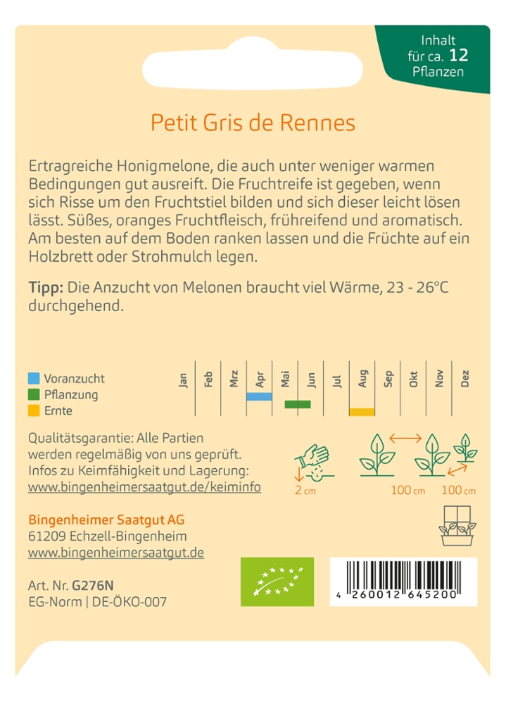 Saatgut Petit Gris de Rennes Melone -B-