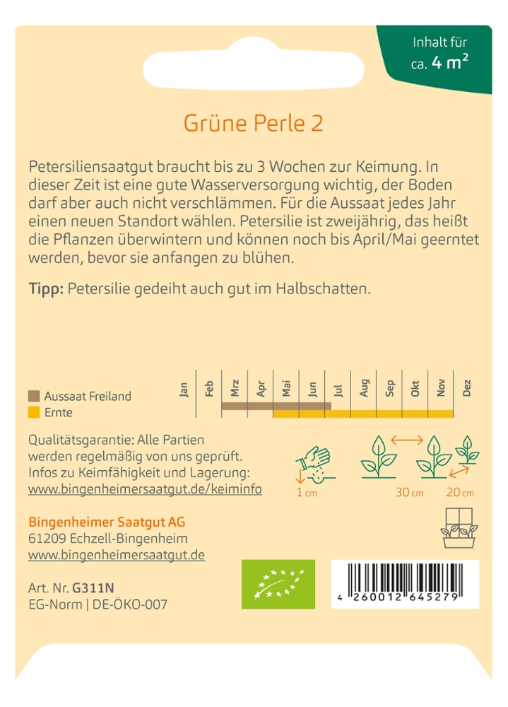 Saatgut Petersilie Grüne Perle 2 -B- 