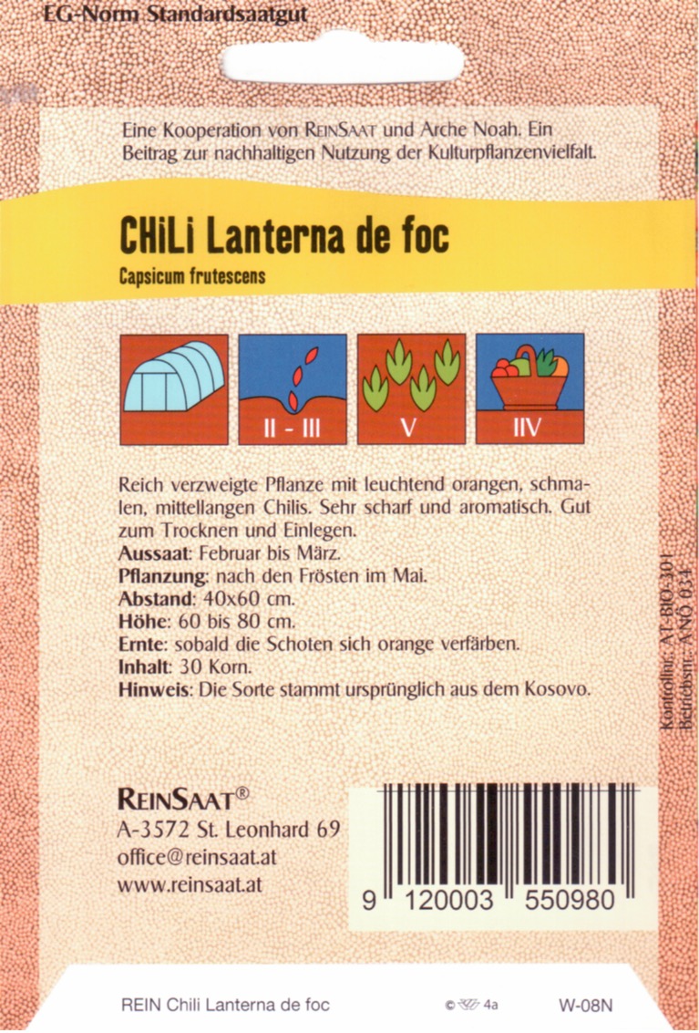 Saatgut Chili Lanterna de Foc -R-
