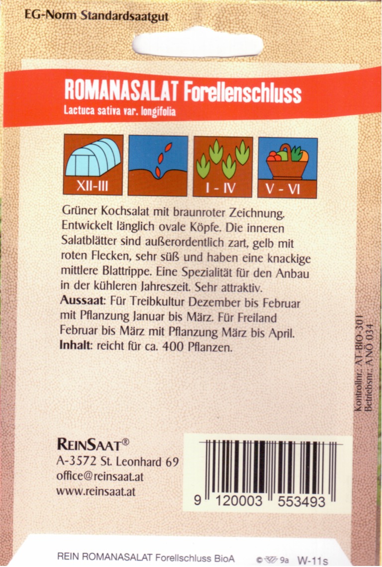 Saatgut Romanasalat Forellenschluss -R-
