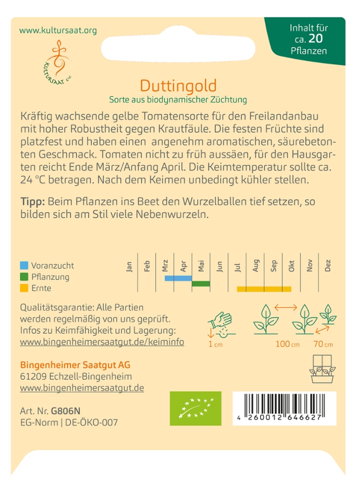 Tomatensaatgut Duttingold -B-