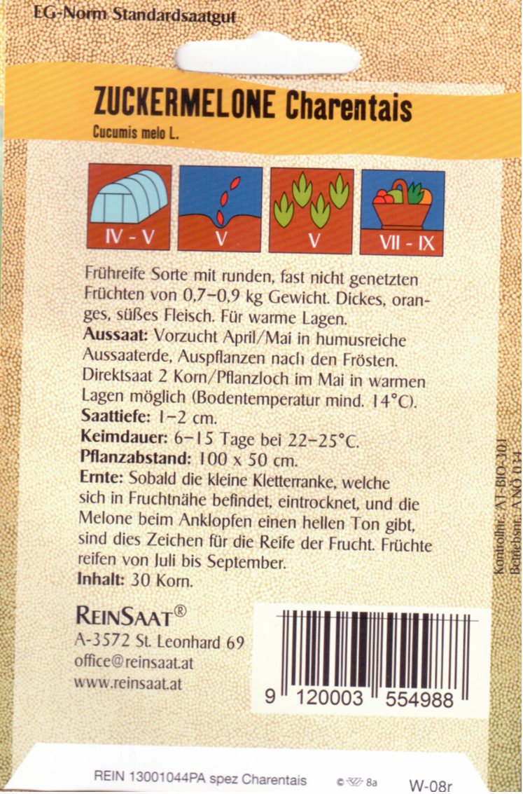 Saatgut Honigmelone Charentais -R-