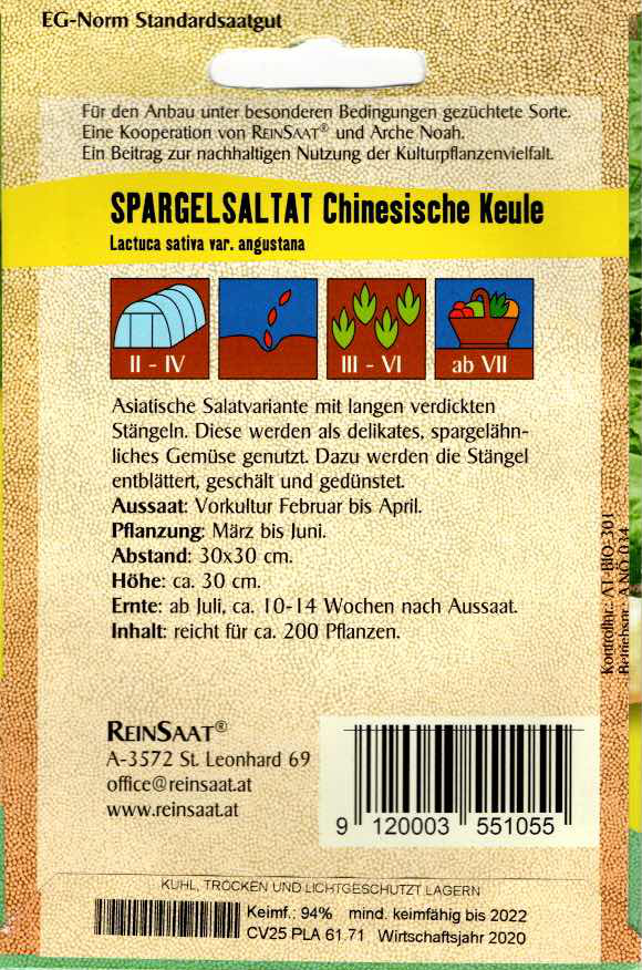 Saatgut Spargelsalat Chinesische Keule -R-