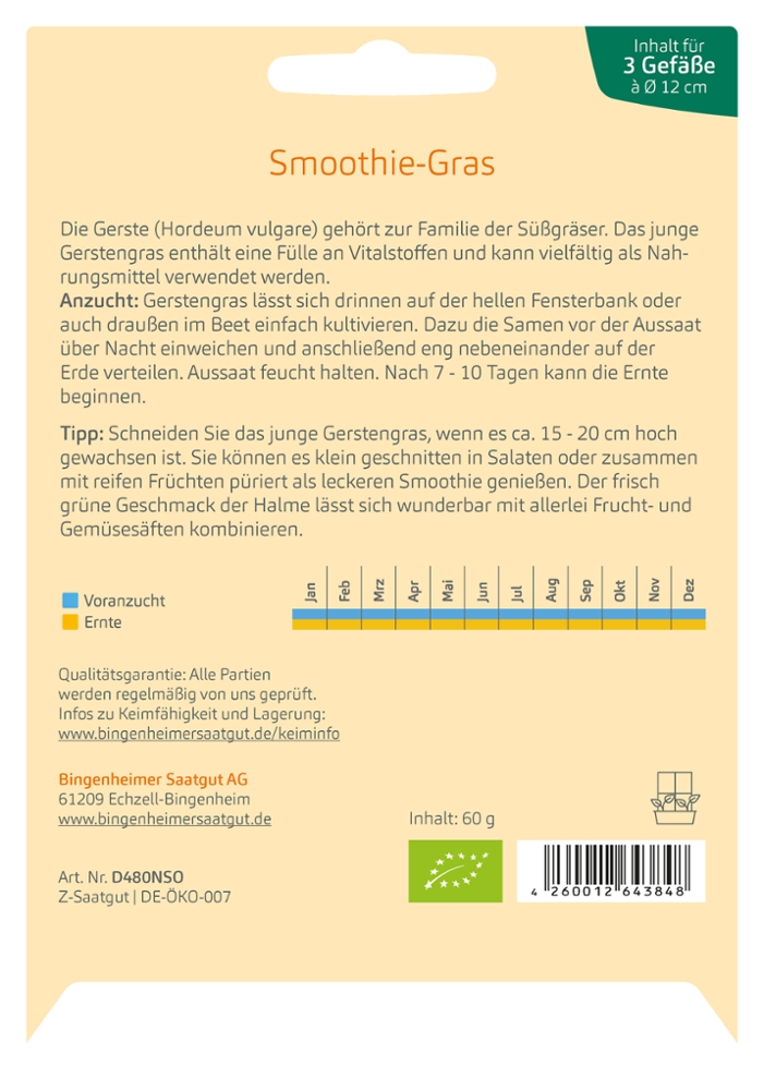 Saatgut Smoothie Gras -B-