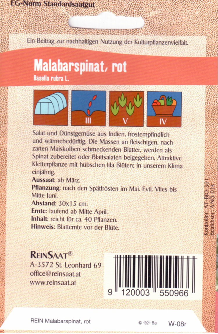 Saatgut Malaberspinat Rot -R-