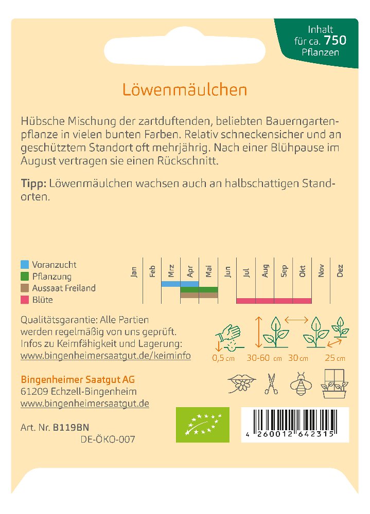 Saatgut Löwenmäulchen -B-
