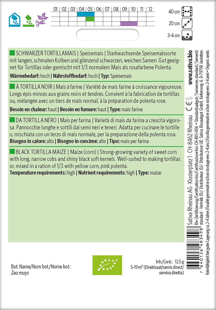 Saatgut Schwarzer Tortillamais -S-