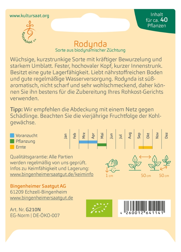 Saatgut Rotkohl Rodynda -B-