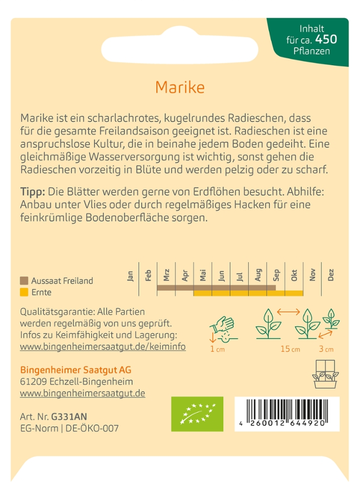 Saatgut Radieschen Marike -B-