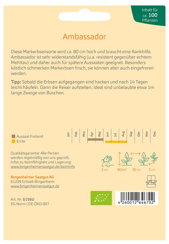 Saatgut Markererbse Ambassador -B- 