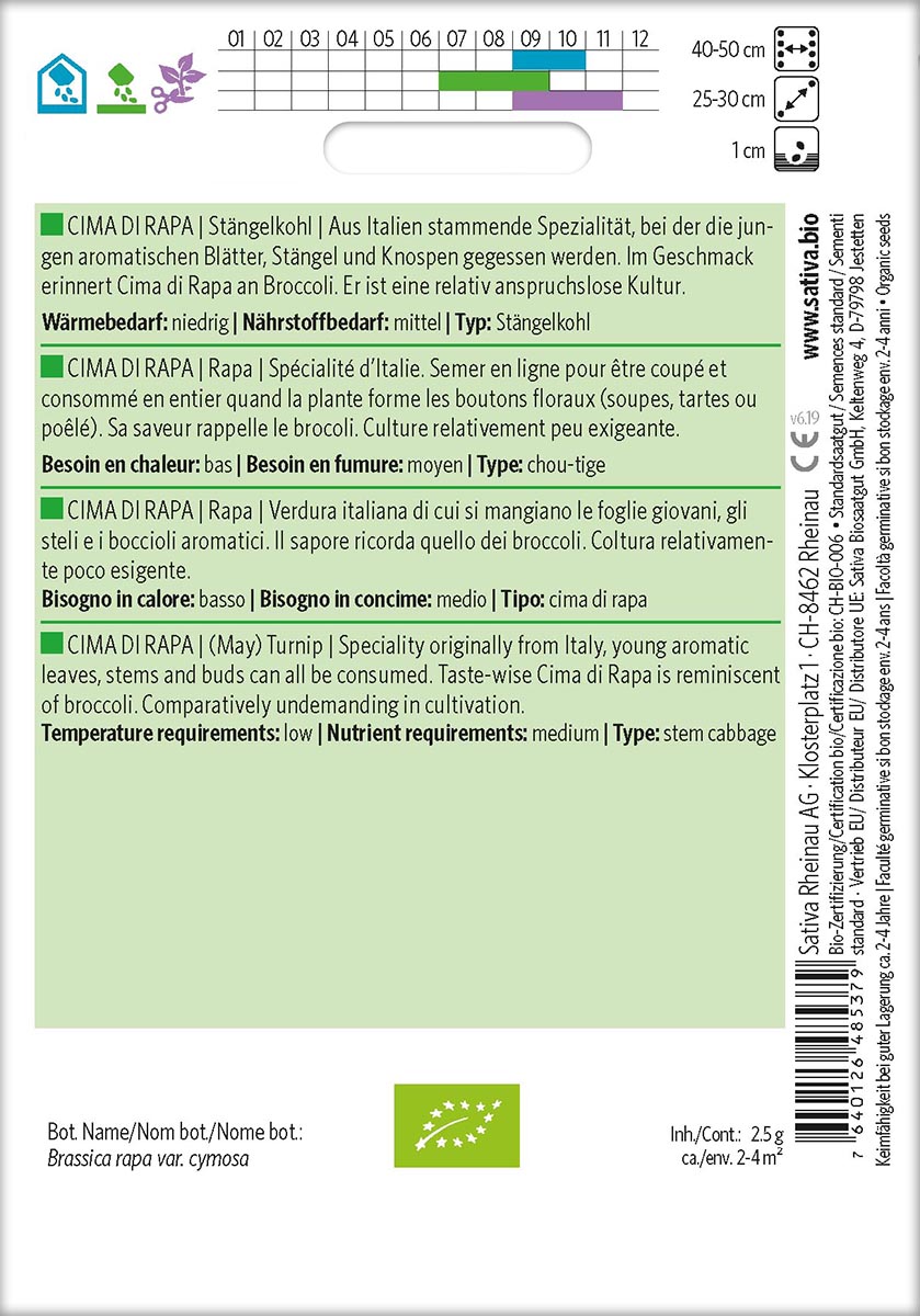 Saatgut Stängelkohl Cima di Rapa