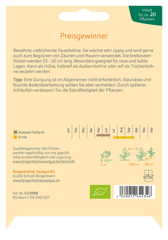 Saatgut Feuerbohne Preisgewinner -B-