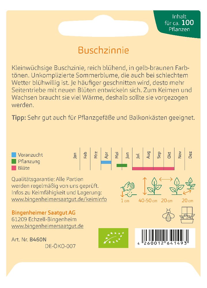 Saatgut Buschzinnie -B-