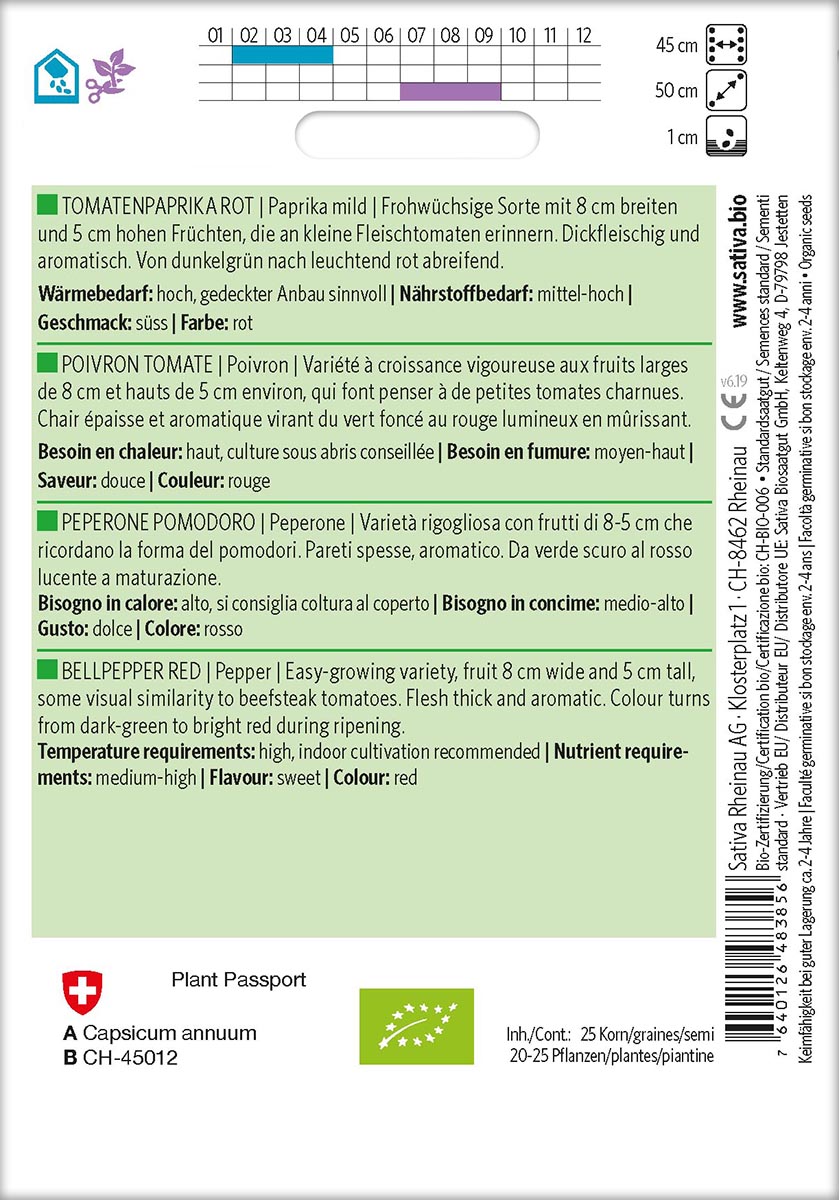 Saatgut Tomatenpaprika Rot -S-