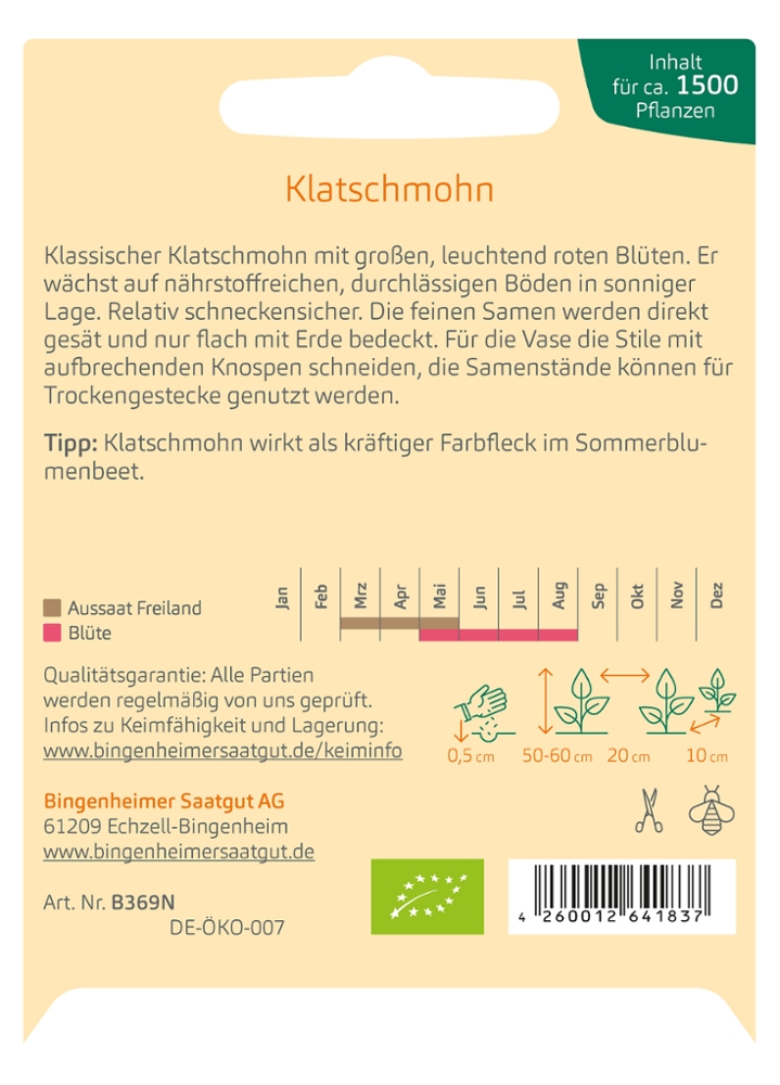 Saatgut Klatschmohn -B-