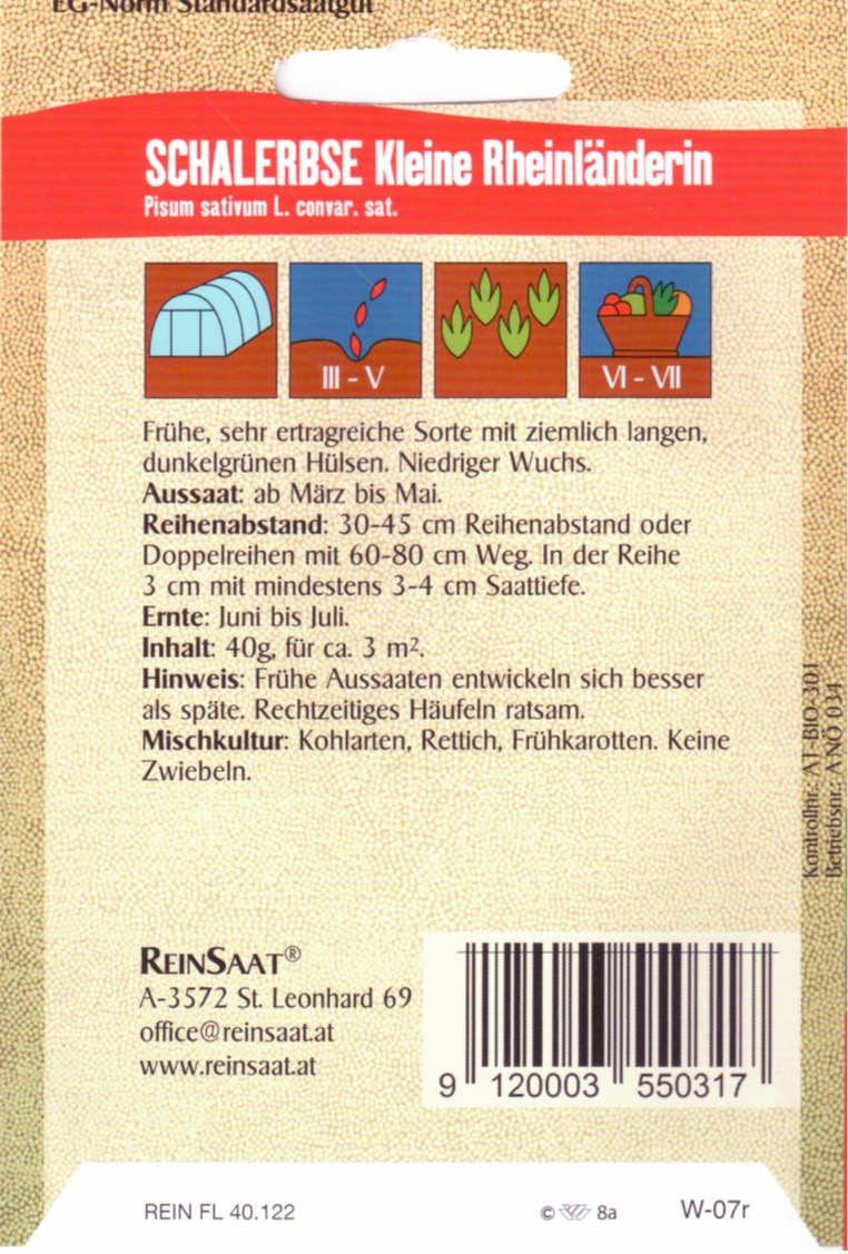 Saatgut Schalererbse Kleine Rheinländerin -R-