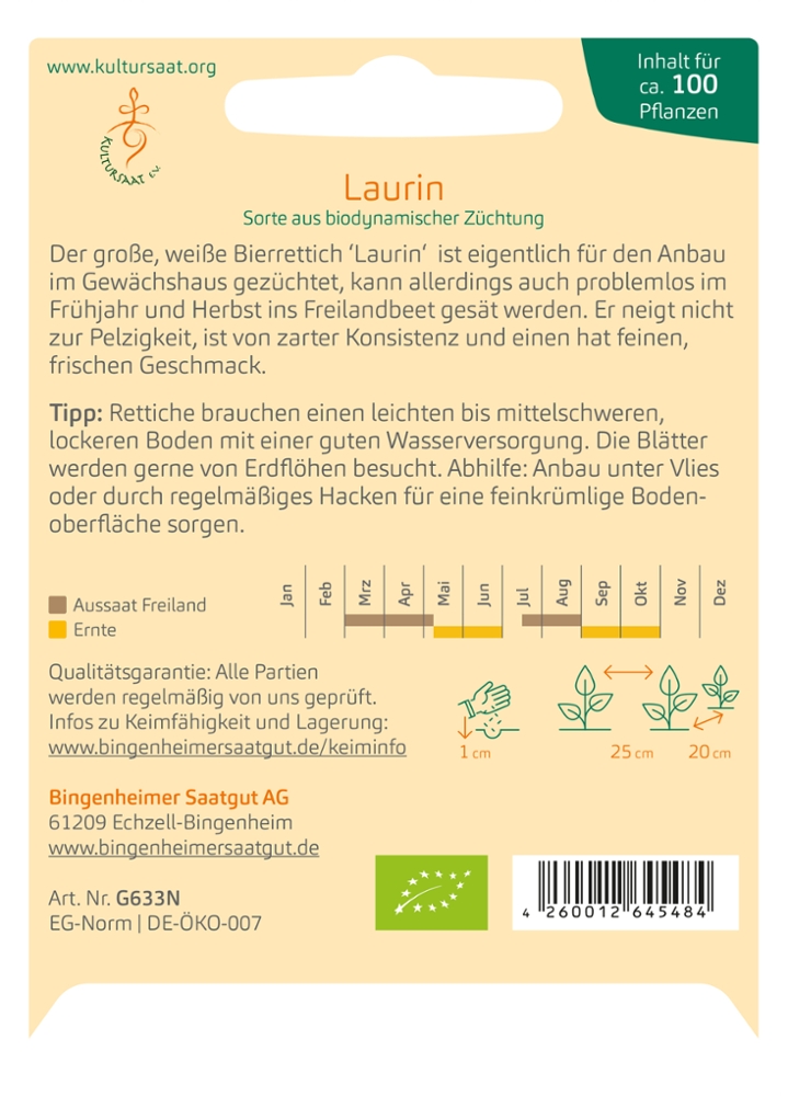 Saatgut Bierrettich Laurin -B-