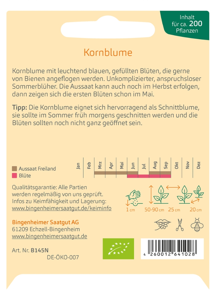 Saatgut Kornblume -B-